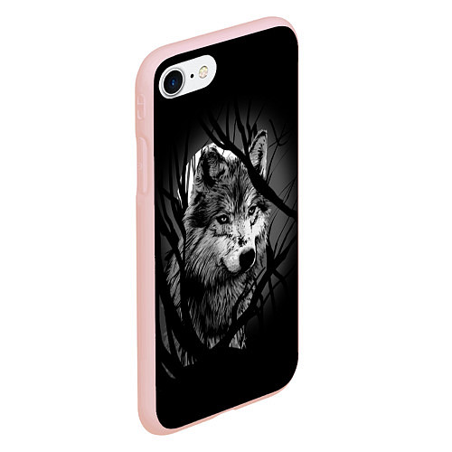 Чехол iPhone 7/8 матовый Серый волк / 3D-Светло-розовый – фото 2