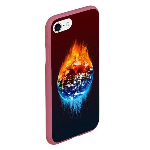 Чехол iPhone 7/8 матовый Огонь против воды / 3D-Малиновый – фото 2