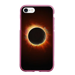 Чехол iPhone 7/8 матовый Солнечное затмение, цвет: 3D-малиновый