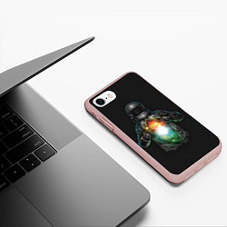 Чехол iPhone 7/8 матовый Космос внутри, цвет: 3D-светло-розовый — фото 2