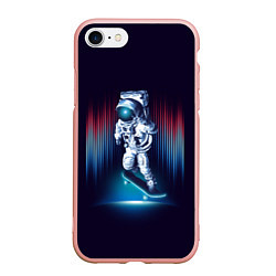 Чехол iPhone 7/8 матовый Космический скейтбордист, цвет: 3D-светло-розовый