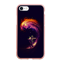 Чехол iPhone 7/8 матовый Космический серфинг, цвет: 3D-светло-розовый