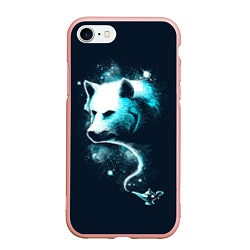 Чехол iPhone 7/8 матовый Галактический волк, цвет: 3D-светло-розовый