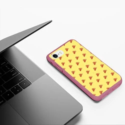 Чехол iPhone 7/8 матовый Рай пиццы, цвет: 3D-малиновый — фото 2