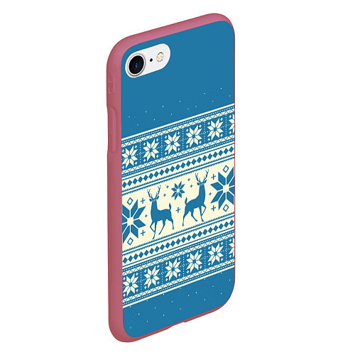 Чехол iPhone 7/8 матовый Новогодний свитер / 3D-Малиновый – фото 2