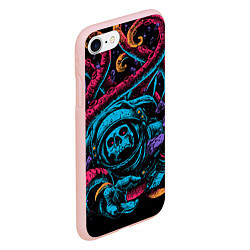 Чехол iPhone 7/8 матовый Космический осьминог, цвет: 3D-светло-розовый — фото 2