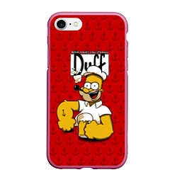 Чехол iPhone 7/8 матовый Duff Beer, цвет: 3D-малиновый