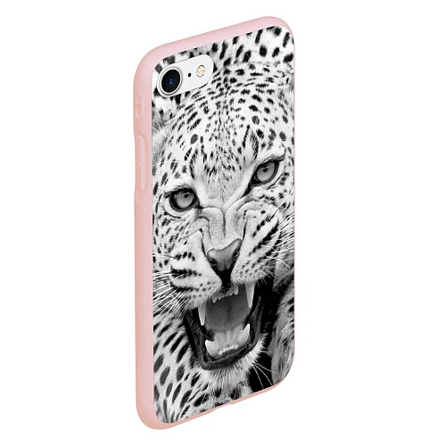 Чехол iPhone 7/8 матовый Белый леопард / 3D-Светло-розовый – фото 2