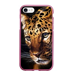 Чехол iPhone 7/8 матовый Глаза леопарда, цвет: 3D-малиновый