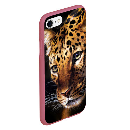 Чехол iPhone 7/8 матовый Глаза леопарда / 3D-Малиновый – фото 2