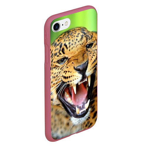 Чехол iPhone 7/8 матовый Свирепый леопард / 3D-Малиновый – фото 2