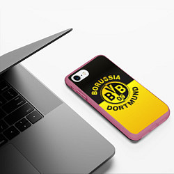 Чехол iPhone 7/8 матовый Borussia Dortmund FC, цвет: 3D-малиновый — фото 2