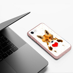 Чехол iPhone 7/8 матовый Влюбленная лиса, цвет: 3D-светло-розовый — фото 2