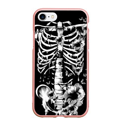 Чехол iPhone 7/8 матовый Floral Skeleton, цвет: 3D-светло-розовый