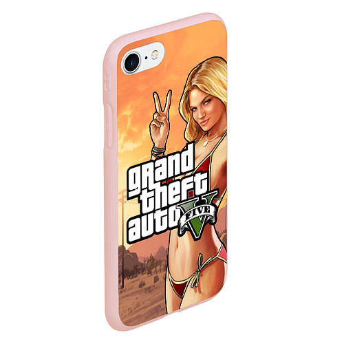 Чехол iPhone 7/8 матовый GTA V / 3D-Светло-розовый – фото 2