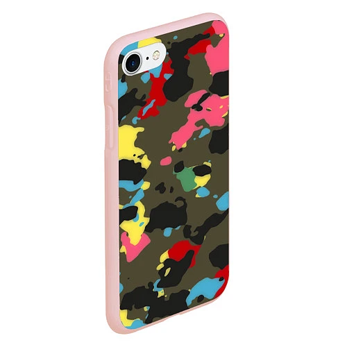 Чехол iPhone 7/8 матовый Цветной камуфляж / 3D-Светло-розовый – фото 2