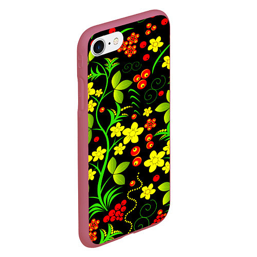 Чехол iPhone 7/8 матовый Natural flowers / 3D-Малиновый – фото 2