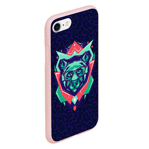 Чехол iPhone 7/8 матовый Hipster Bear / 3D-Светло-розовый – фото 2