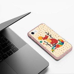 Чехол iPhone 7/8 матовый Осенняя лисичка, цвет: 3D-светло-розовый — фото 2