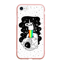 Чехол iPhone 7/8 матовый Единорог астронавт, цвет: 3D-светло-розовый