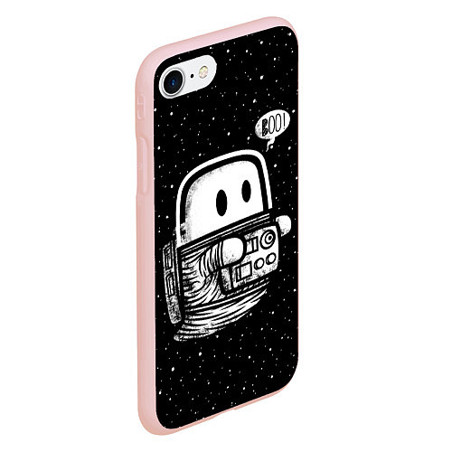 Чехол iPhone 7/8 матовый Космонавт привидение / 3D-Светло-розовый – фото 2