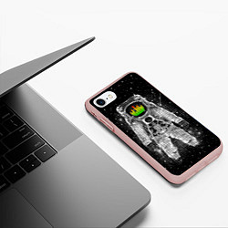 Чехол iPhone 7/8 матовый Музыкальный космонавт, цвет: 3D-светло-розовый — фото 2