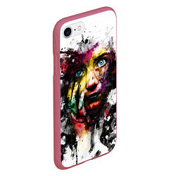 Чехол iPhone 7/8 матовый Поп-арт, портрет девушки, цвет: 3D-малиновый — фото 2