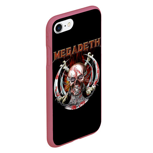 Чехол iPhone 7/8 матовый Megadeth: Skull in chains / 3D-Малиновый – фото 2