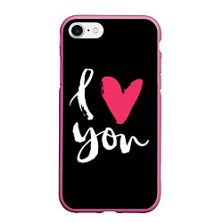 Чехол iPhone 7/8 матовый Valentines Day, I Iove you, цвет: 3D-малиновый