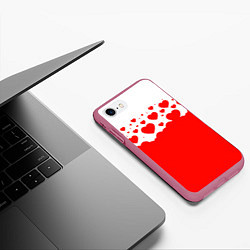 Чехол iPhone 7/8 матовый Сердечки, цвет: 3D-малиновый — фото 2