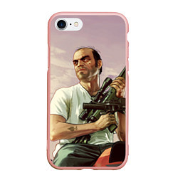 Чехол iPhone 7/8 матовый GTA 5: Trevor with a gun, цвет: 3D-светло-розовый