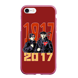 Чехол iPhone 7/8 матовый 100 лет Революции, цвет: 3D-малиновый