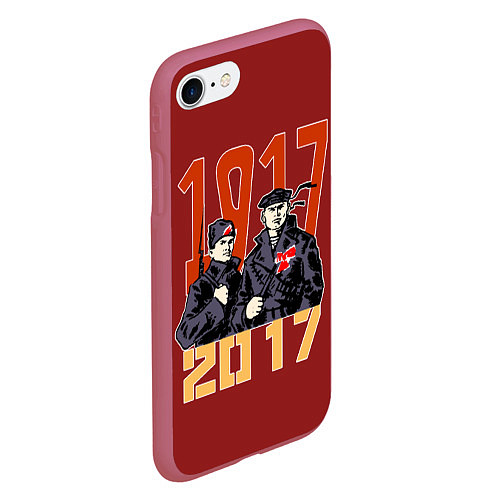 Чехол iPhone 7/8 матовый 100 лет Революции / 3D-Малиновый – фото 2