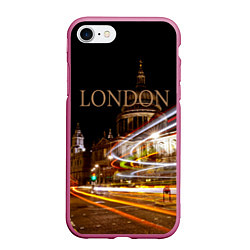 Чехол iPhone 7/8 матовый Улицы Лондона, цвет: 3D-малиновый