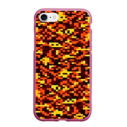Чехол iPhone 7/8 матовый Камуфляж пиксельный: оранжевый/желтый, цвет: 3D-малиновый