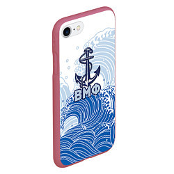 Чехол iPhone 7/8 матовый ВМФ: морские волны, цвет: 3D-малиновый — фото 2