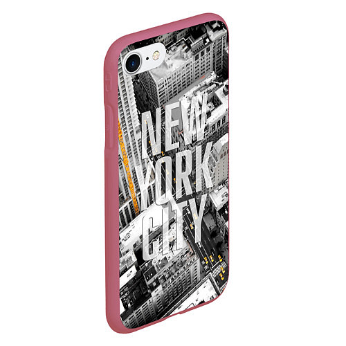 Чехол iPhone 7/8 матовый New York City / 3D-Малиновый – фото 2