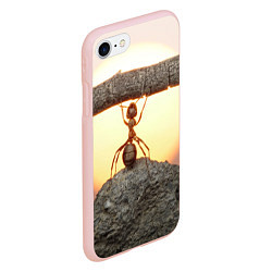 Чехол iPhone 7/8 матовый Муравей-силач, цвет: 3D-светло-розовый — фото 2