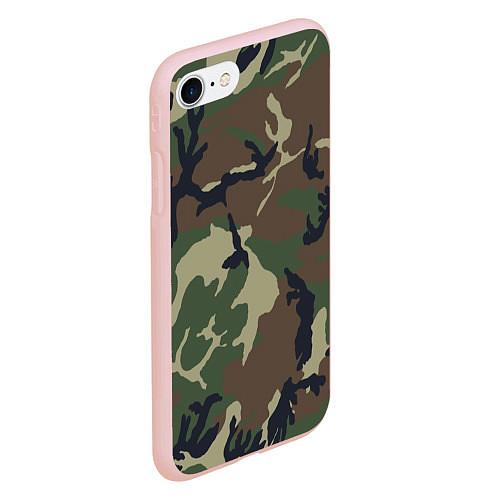Чехол iPhone 7/8 матовый Камуфляж: хаки/зеленый / 3D-Светло-розовый – фото 2