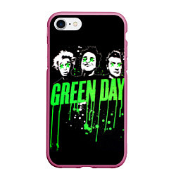 Чехол iPhone 7/8 матовый Green Day: Acid eyes, цвет: 3D-малиновый