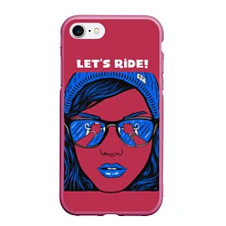 Чехол iPhone 7/8 матовый Let's Ride, цвет: 3D-малиновый
