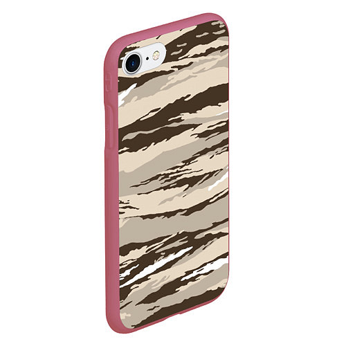 Чехол iPhone 7/8 матовый Камуфляж: коричневый/кремовый / 3D-Малиновый – фото 2