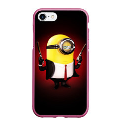 Чехол iPhone 7/8 матовый Minion Hitman, цвет: 3D-малиновый