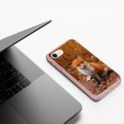 Чехол iPhone 7/8 матовый Осенняя лиса, цвет: 3D-светло-розовый — фото 2