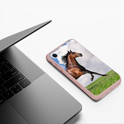 Чехол iPhone 7/8 матовый Бегущий жеребец, цвет: 3D-светло-розовый — фото 2