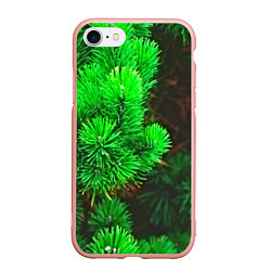 Чехол iPhone 7/8 матовый Зелёная ель, цвет: 3D-светло-розовый
