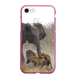 Чехол iPhone 7/8 матовый Гиены охотятся на слона