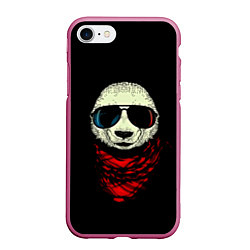 Чехол iPhone 7/8 матовый Панда Хипстер, цвет: 3D-малиновый