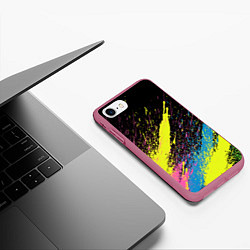 Чехол iPhone 7/8 матовый Брызги, цвет: 3D-малиновый — фото 2