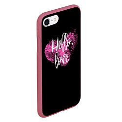 Чехол iPhone 7/8 матовый Hello Love!, цвет: 3D-малиновый — фото 2